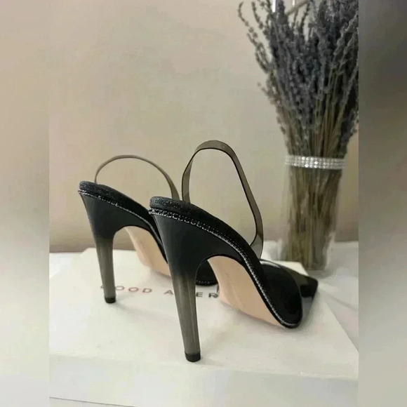 GOOD AMERICAN CRYSTAL CRUSH LUCITE SANDAL STILETTO HEELS SIZE 9 1/2 - Picture 9 of 11